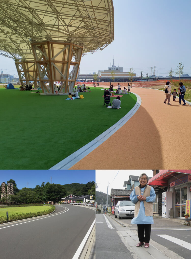 写真：コンクリートブロックや都市型側溝の施工事例（静岡県磐田市）